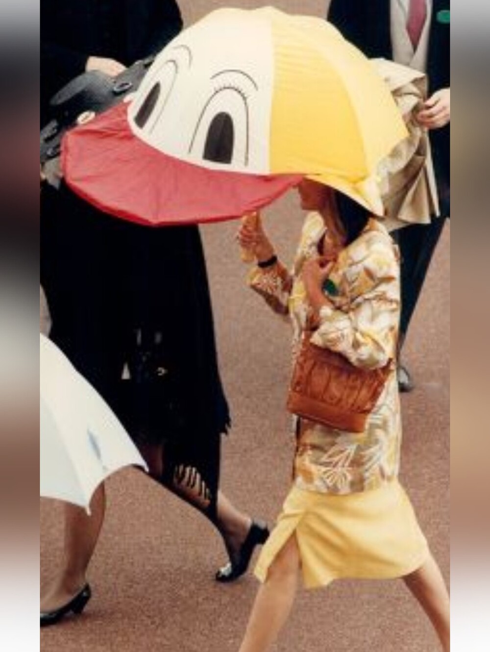 Colorful Cartoon Face Umbrella - Yellow, White & Red